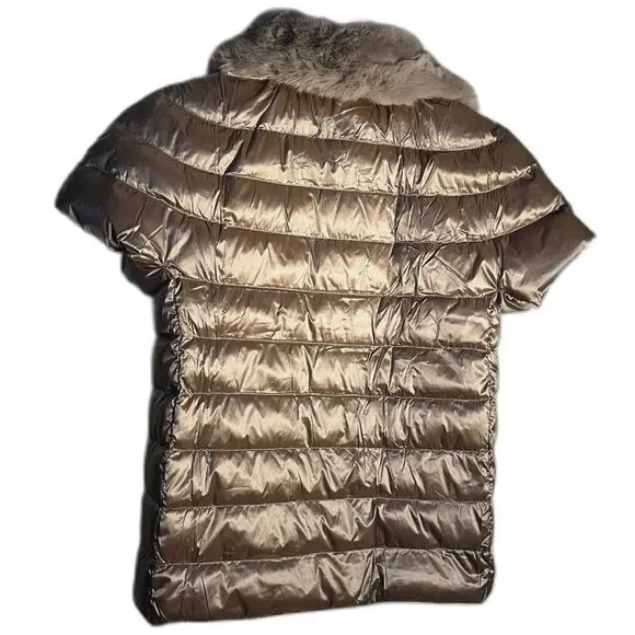 Martha Stewart Harvest +Holiday Cap Sleeve Puffer Vest Moonstone Grey SZ L NEW - Picture 2 of 5